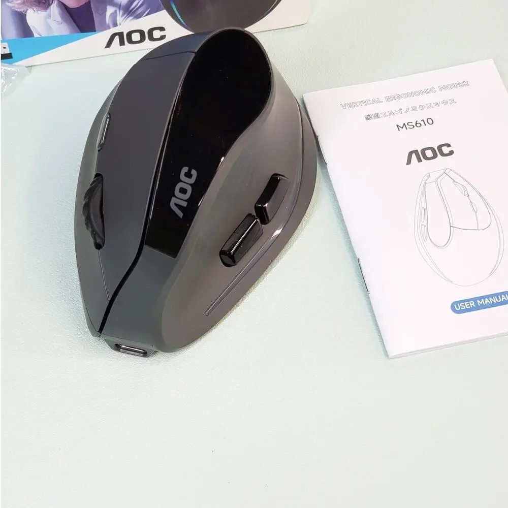 Vertical Ergonomic Wireless Mouse Bluetooth 2.4G Rechargeable RGB. AOC MS610